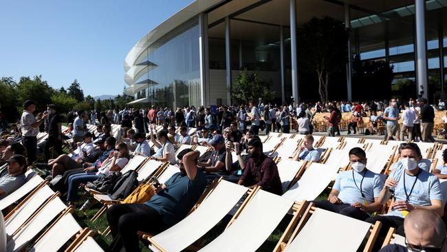 Apple's Wordwide Developers Conference - here attendees listen to the keynote presentation at Apple Park.